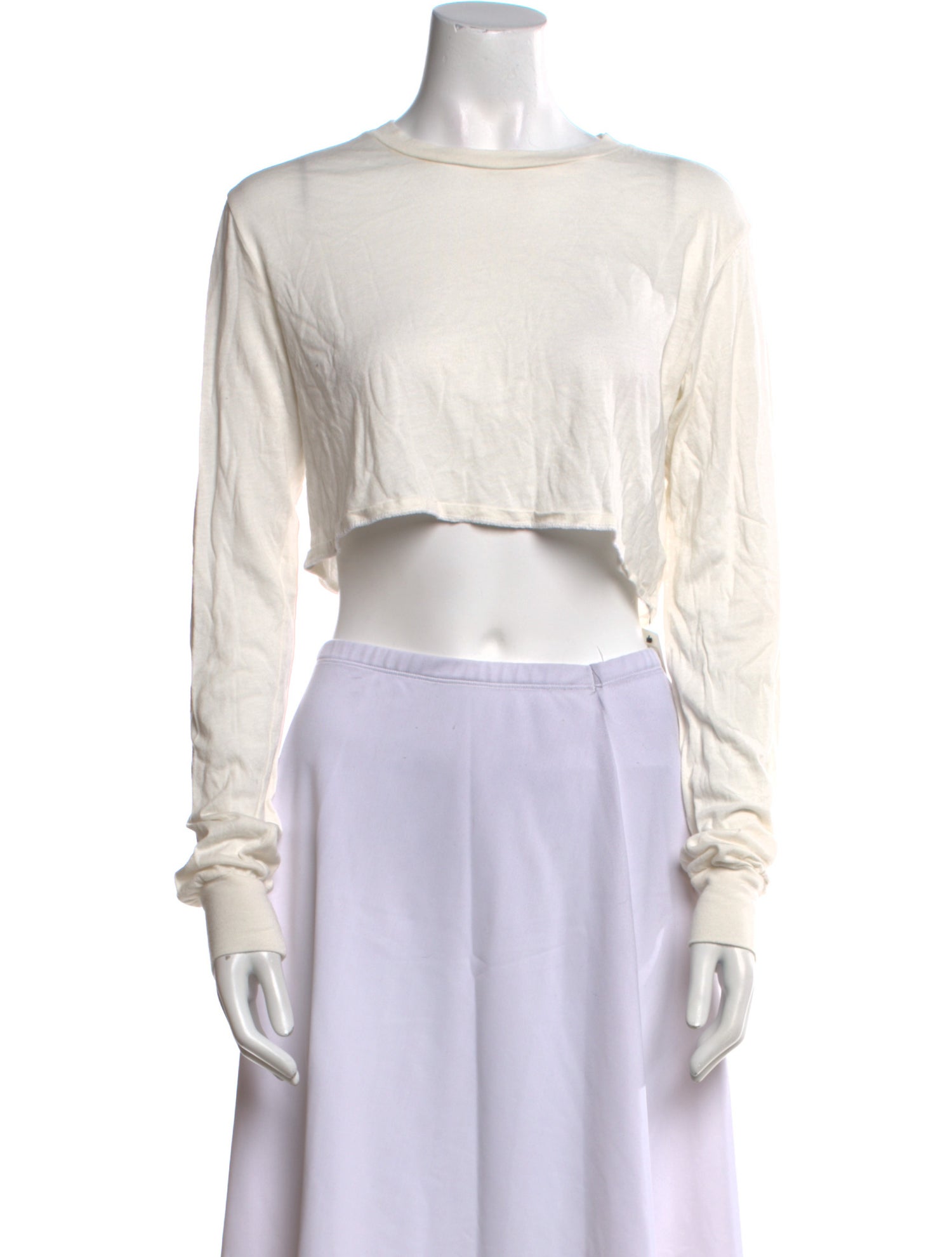 Éterne Bateau Neckline Long Sleeve Crop Top