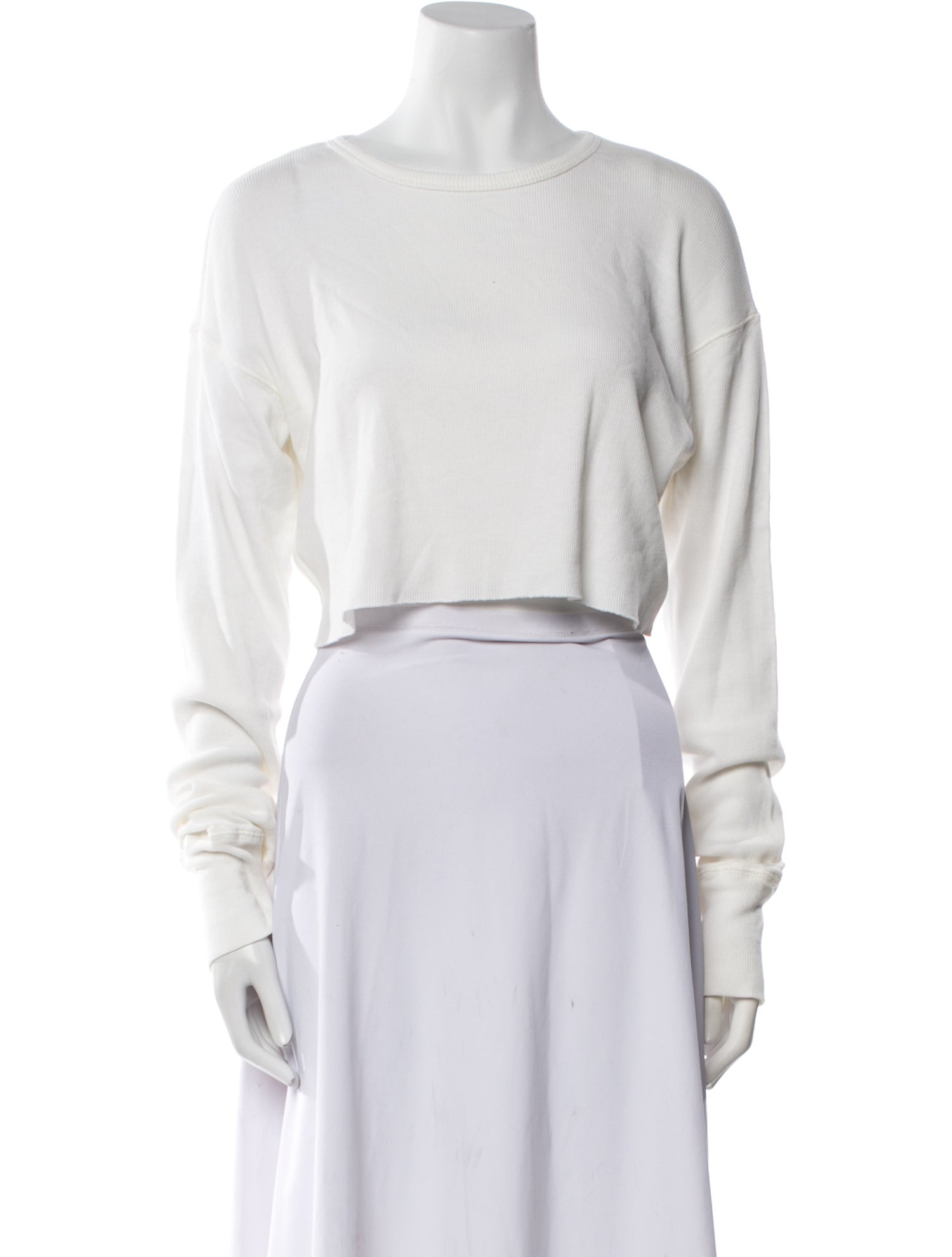 Éterne Bateau Neckline Long Sleeve Crop Top