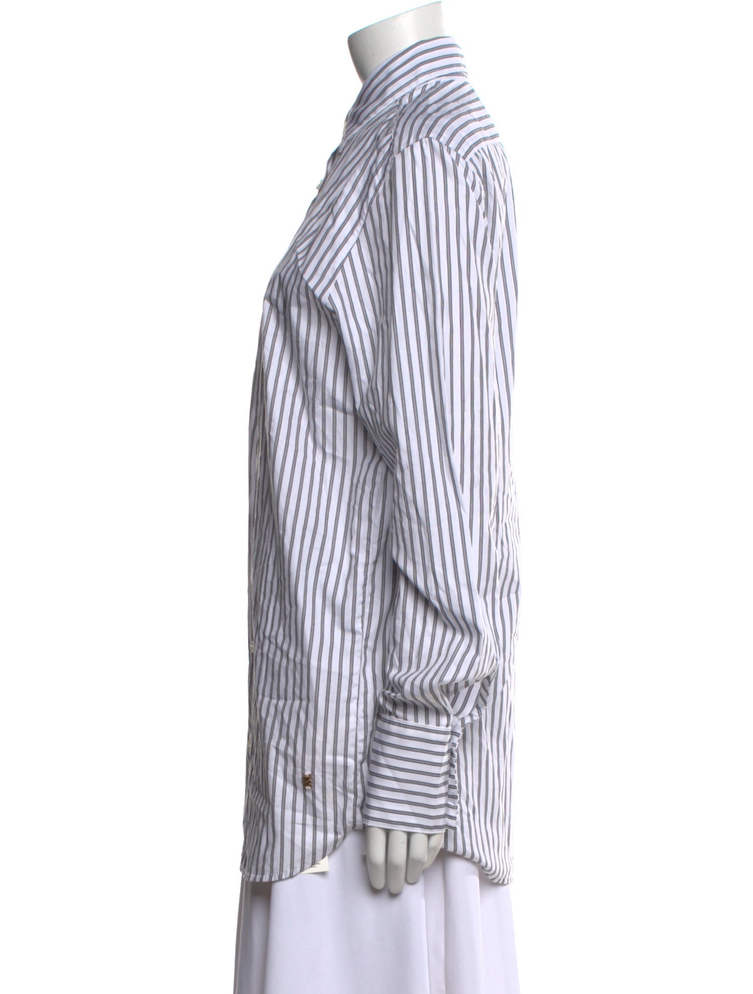 Éterne Striped Long Sleeve Button-Up Top