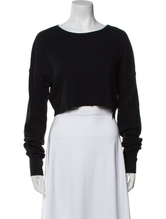 Éterne Bateau Neckline Long Sleeve Crop Top