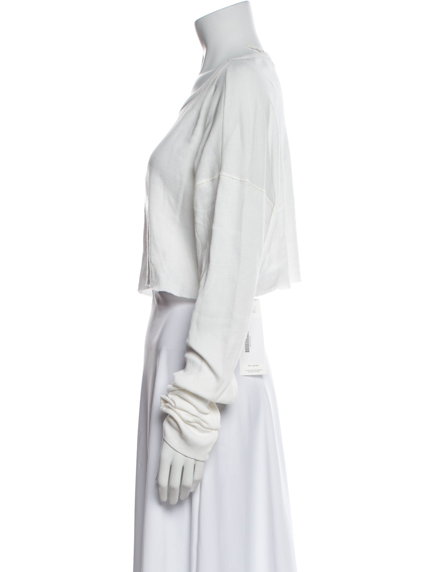 Éterne Bateau Neckline Long Sleeve Crop Top