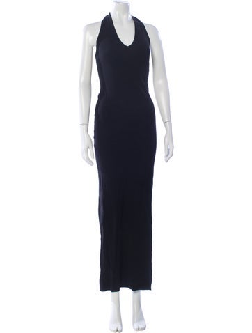 Pre-owned Éterne Halterneck Long Dress In Blue