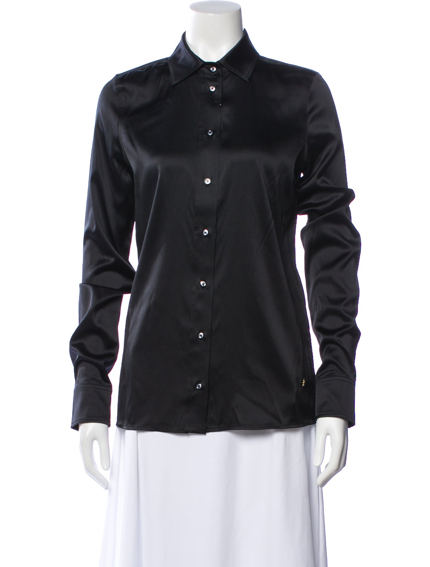 Éterne Silk Long Sleeve Button-Up Top w/ Tags