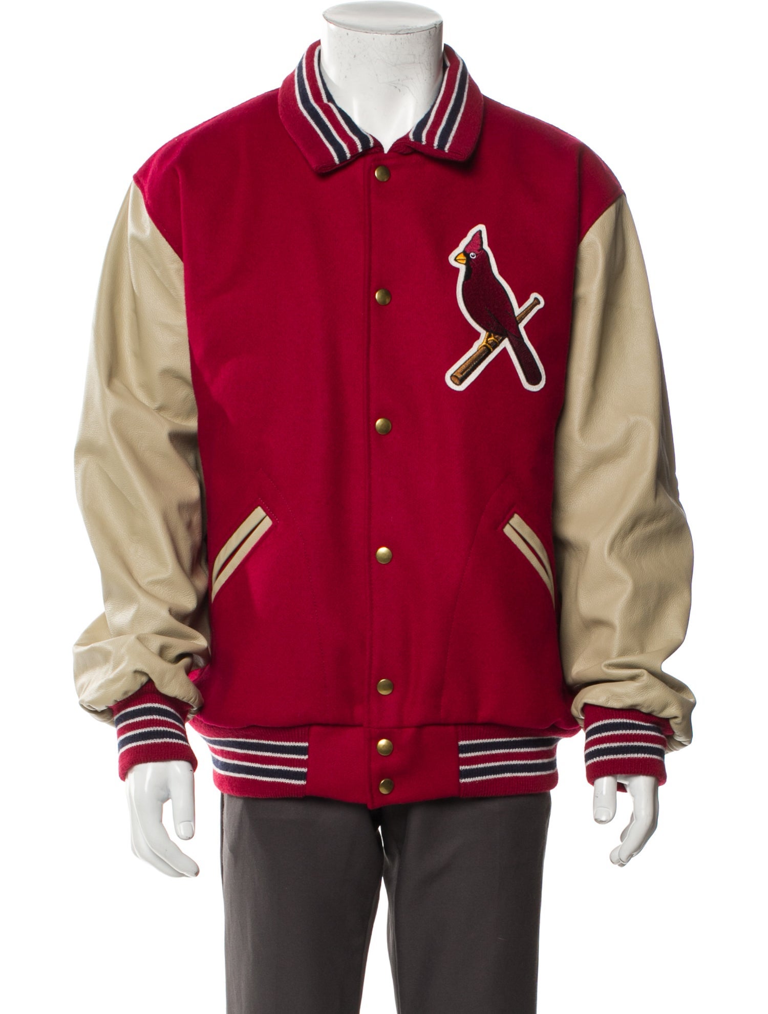Ebbets Field Flannels Virgin Wool Striped Varsity Jacket