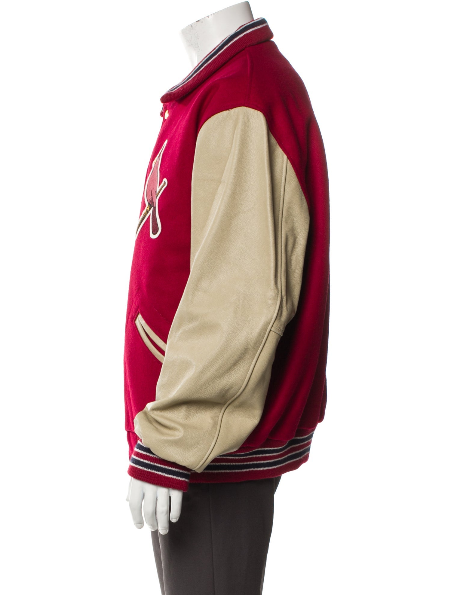 Ebbets Field Flannels Virgin Wool Striped Varsity Jacket