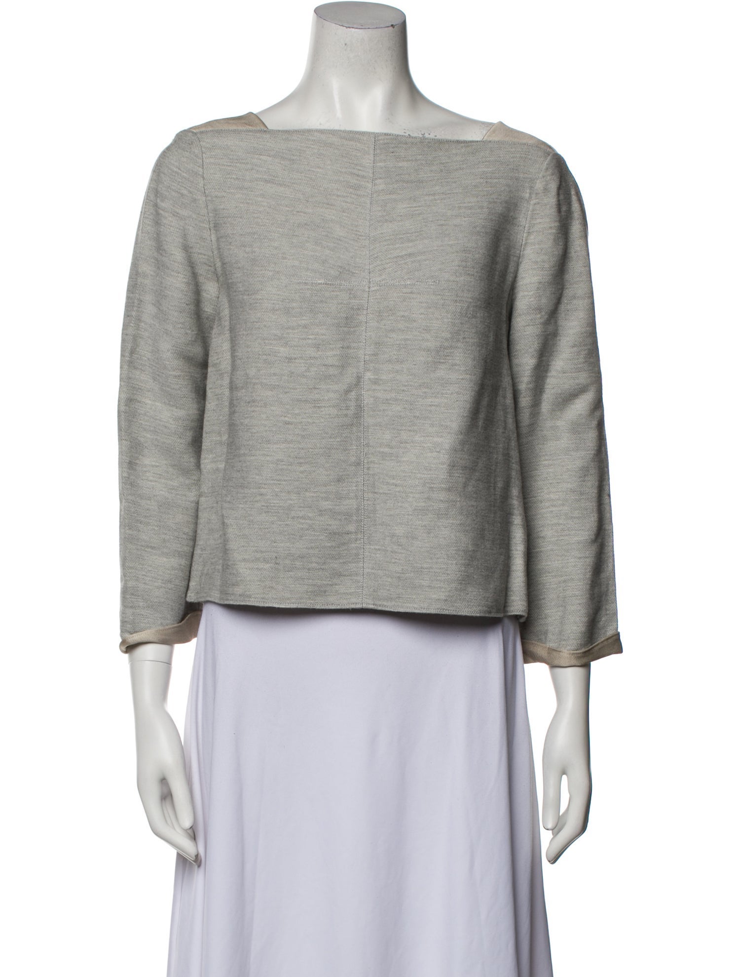 Wes Gordon Bateau Neckline Three-Quarter Sleeve Crop Top