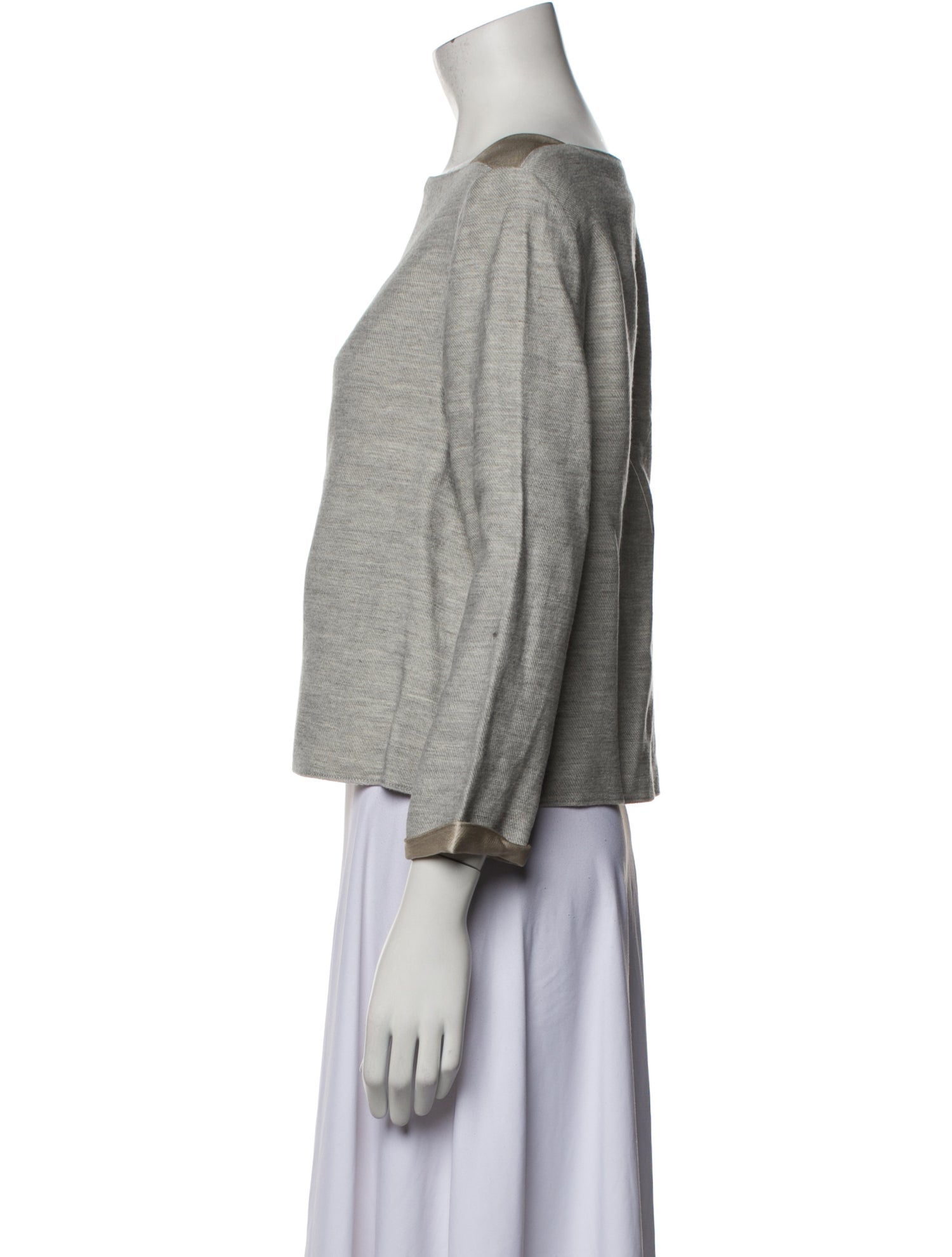 Wes Gordon Bateau Neckline Three-Quarter Sleeve Crop Top