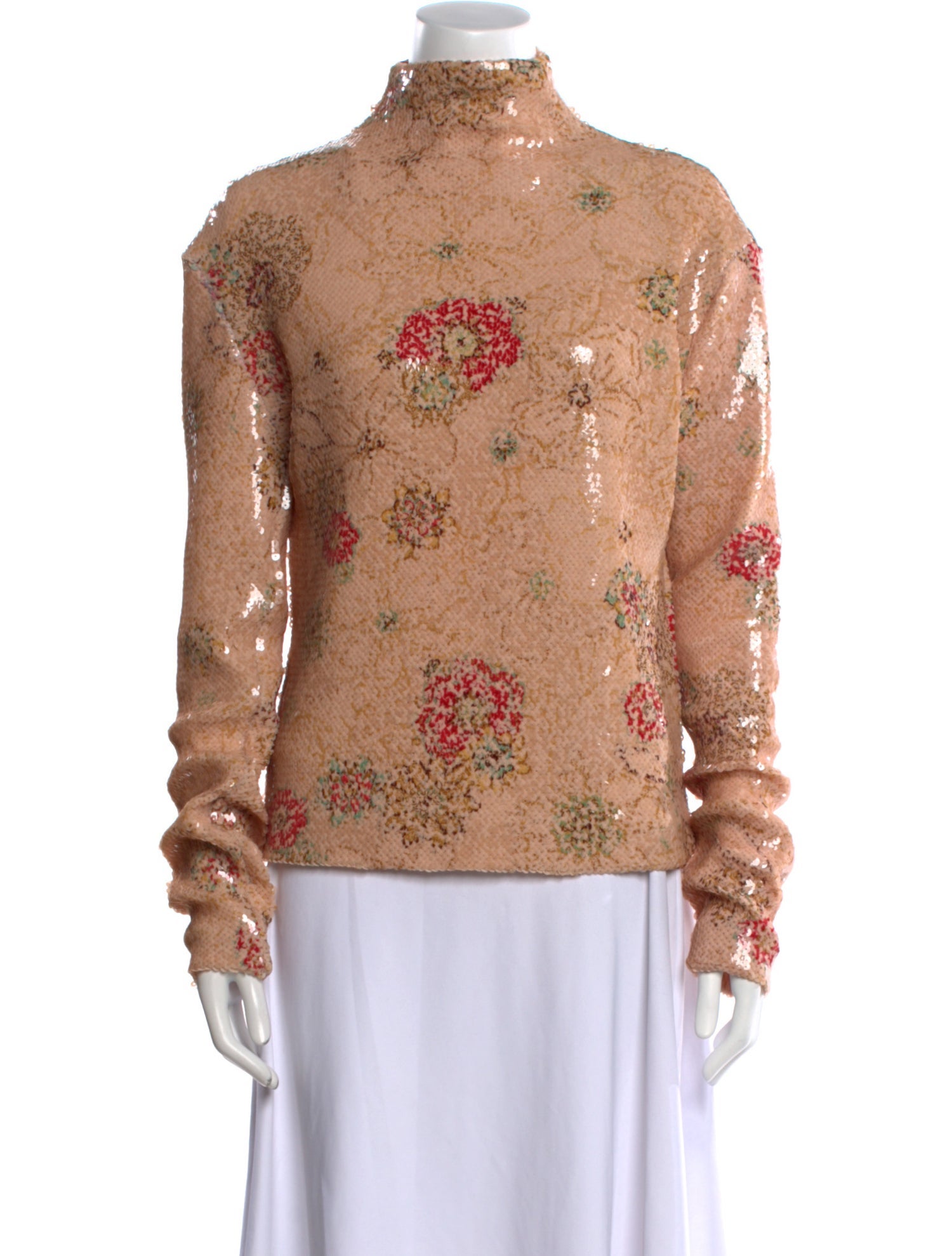 EGONLAB Floral Print Mock Neck Blouse w/ Tags