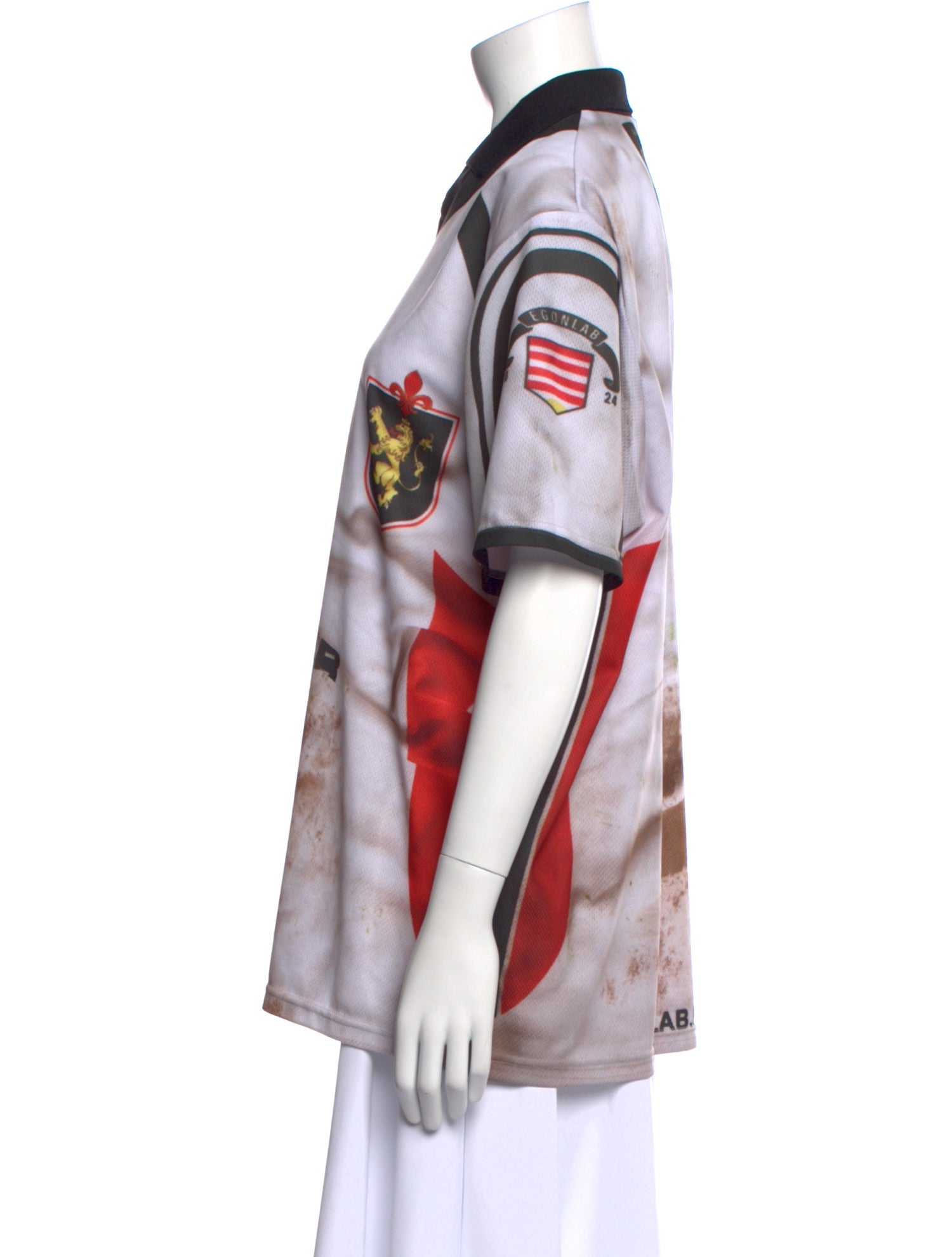 EGONLAB Graphic Print Short Sleeve Button-Up Top