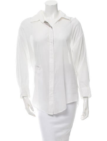 Elizabeth and James Sequined Button-Up Top