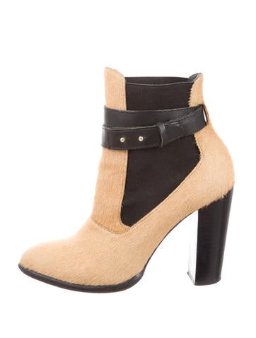 Elizabeth and James Ponyhair Round-Toe Ankle Boots