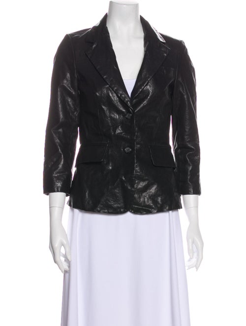Elizabeth and James Leather Blazer Black