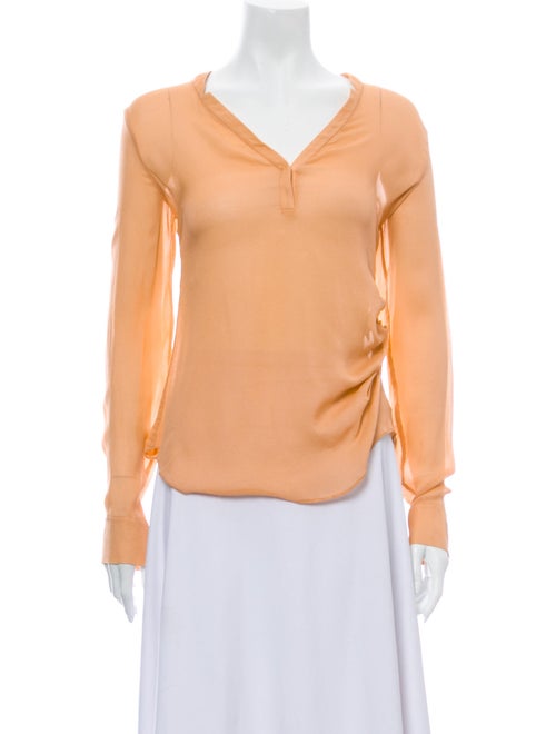Elizabeth and James Silk V-Neck Blouse Orange