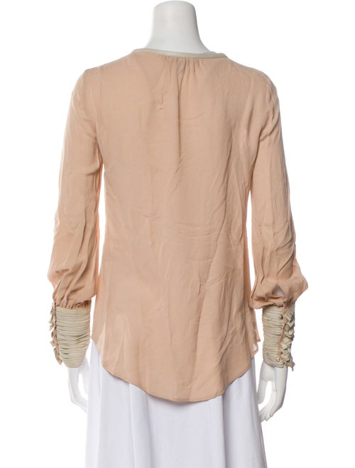 Elizabeth and James Silk V-Neck Button-Up Top