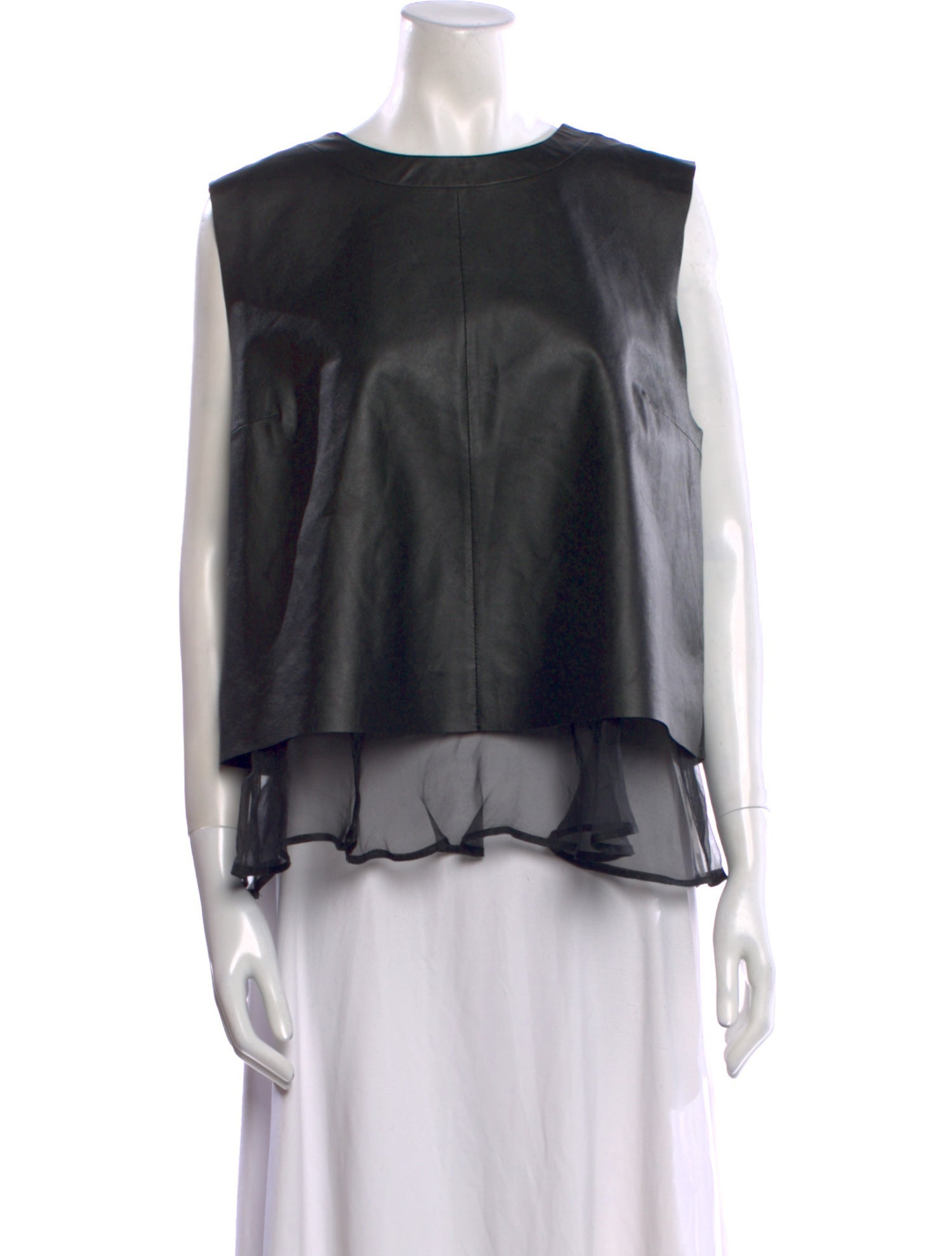 Elizabeth and James Lamb Leather Bateau Neckline Blouse