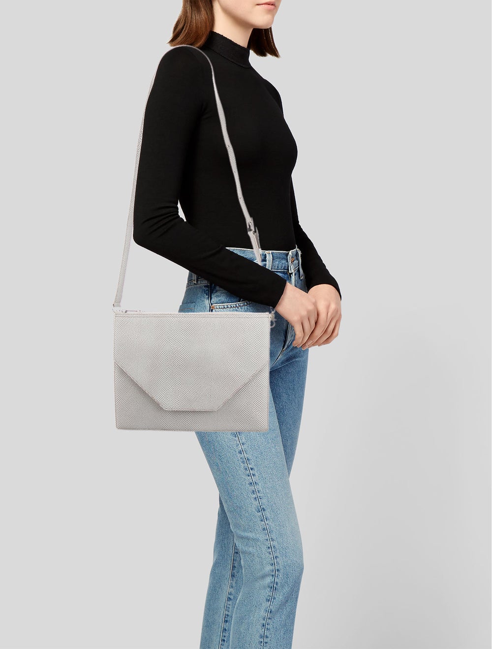 Eric Javits Embossed Leather Shoulder Bag - image 2