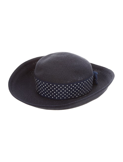 Eric Javits Straw Wide-Brim Hat Navy