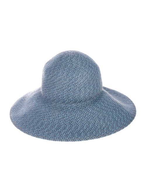 Eric Javits Straw Wide Brim Hat Blue