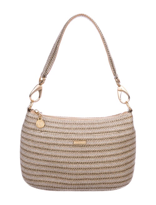 Eric Javits Woven Straw Shoulder Bag Metallic