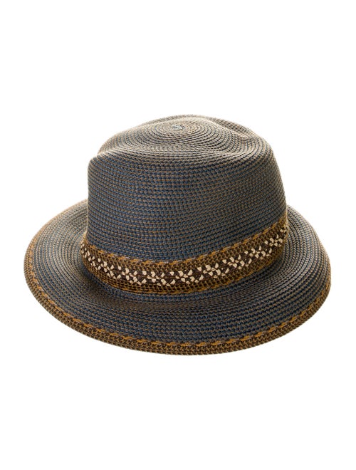 Eric Javits Straw Bucket Hat Blue
