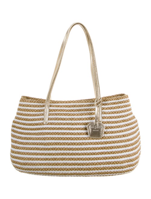Eric Javits Striped Straw Shoulder Bag Gold