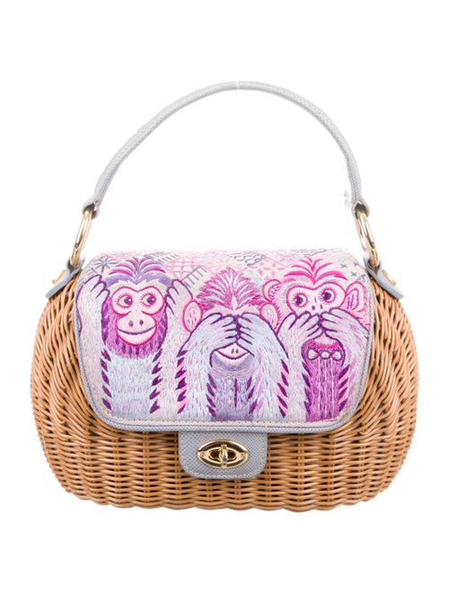 Eric Javits Wicker Handle Bag Brown