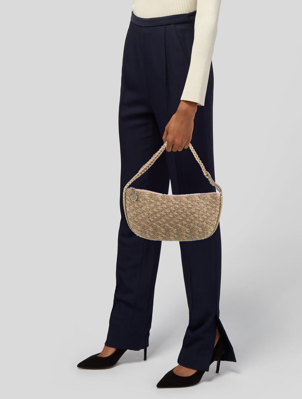 Eric Javits Leather Trimmed Raffia Handle Bag - image 2