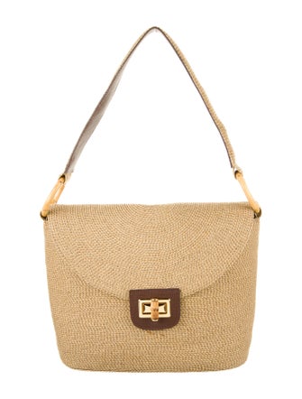Eric Javits Raffia Bamboo-Trim Shoulder Bag