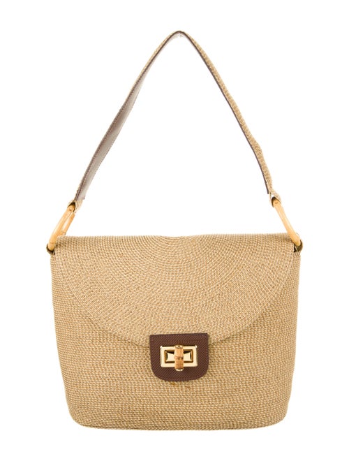 Eric Javits Raffia Bamboo-Trim Shoulder Bag