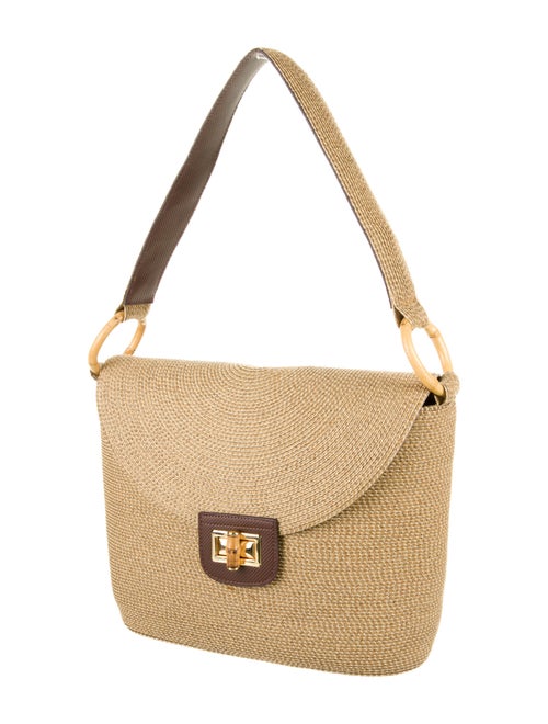 Eric Javits Raffia Bamboo-Trim Shoulder Bag