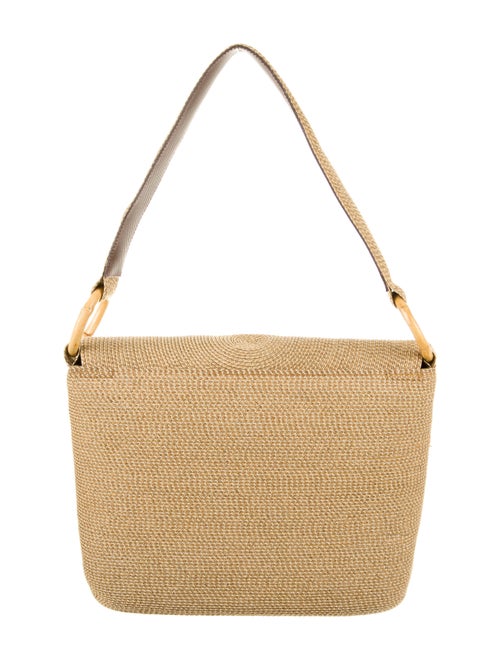 Eric Javits Raffia Bamboo-Trim Shoulder Bag