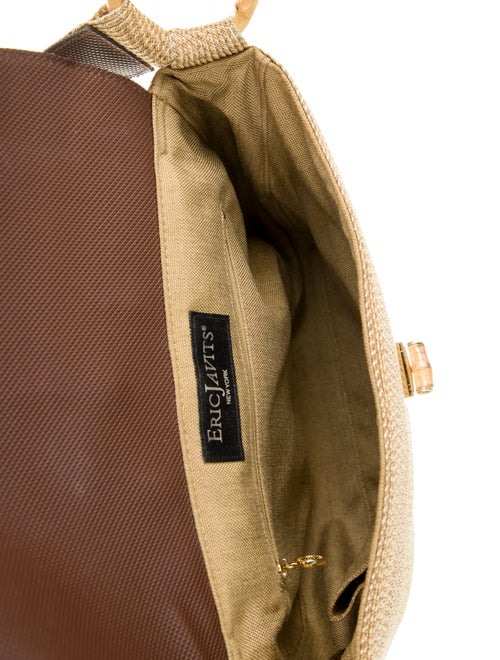 Eric Javits Raffia Bamboo-Trim Shoulder Bag