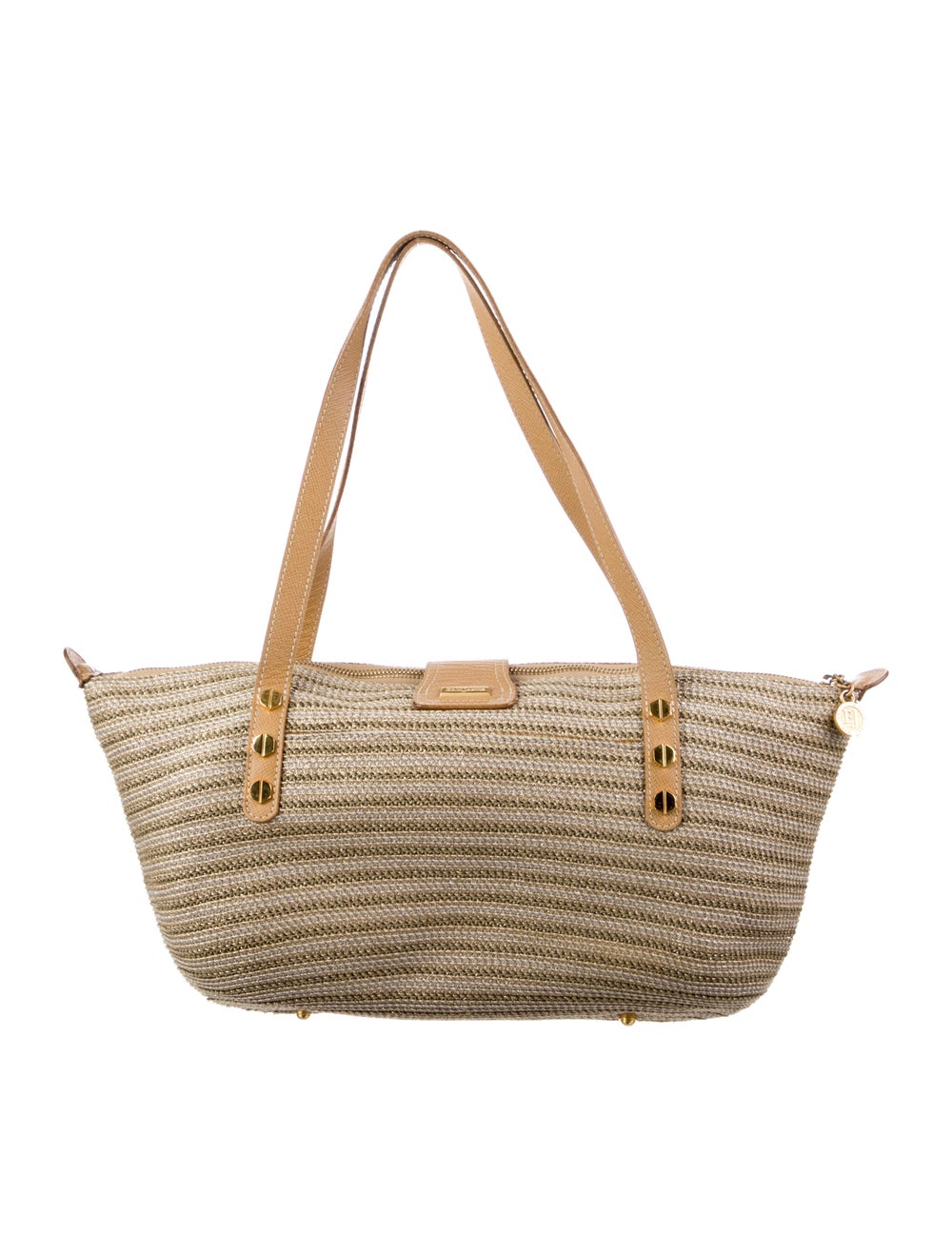 Eric Javits Leather Trimmed Raffia Shoulder Bag - image 4