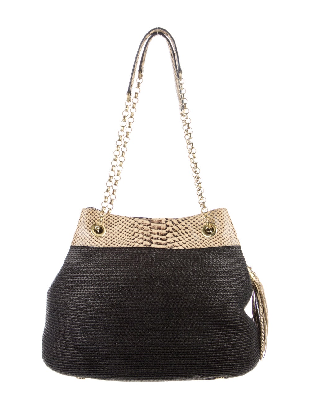 Eric Javits Leather Trimmed Raffia Shoulder Bag - image 4