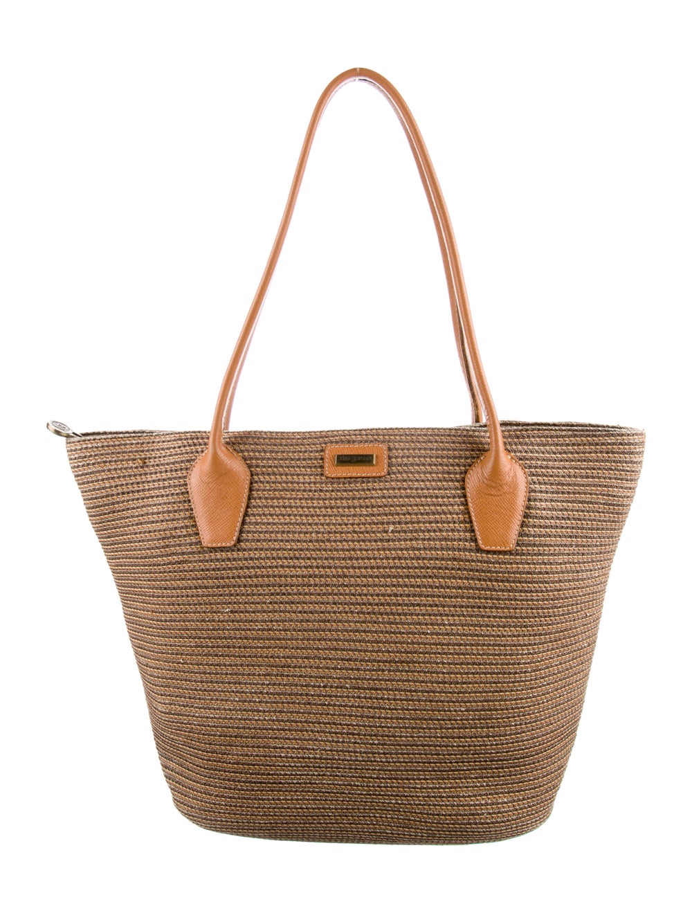 Eric Javits Straw Leather-Trim Tote - image 1