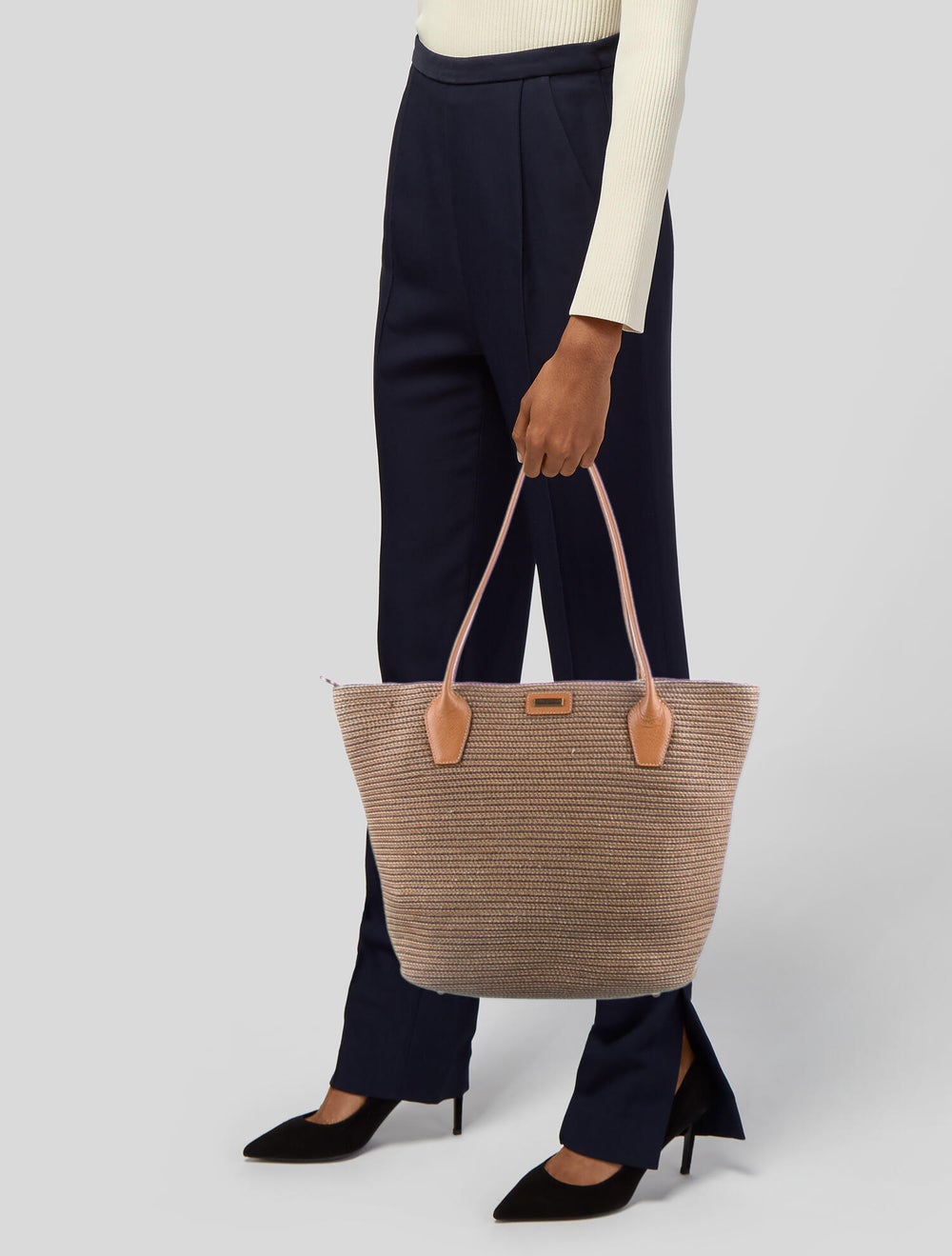 Eric Javits Straw Leather-Trim Tote - image 2
