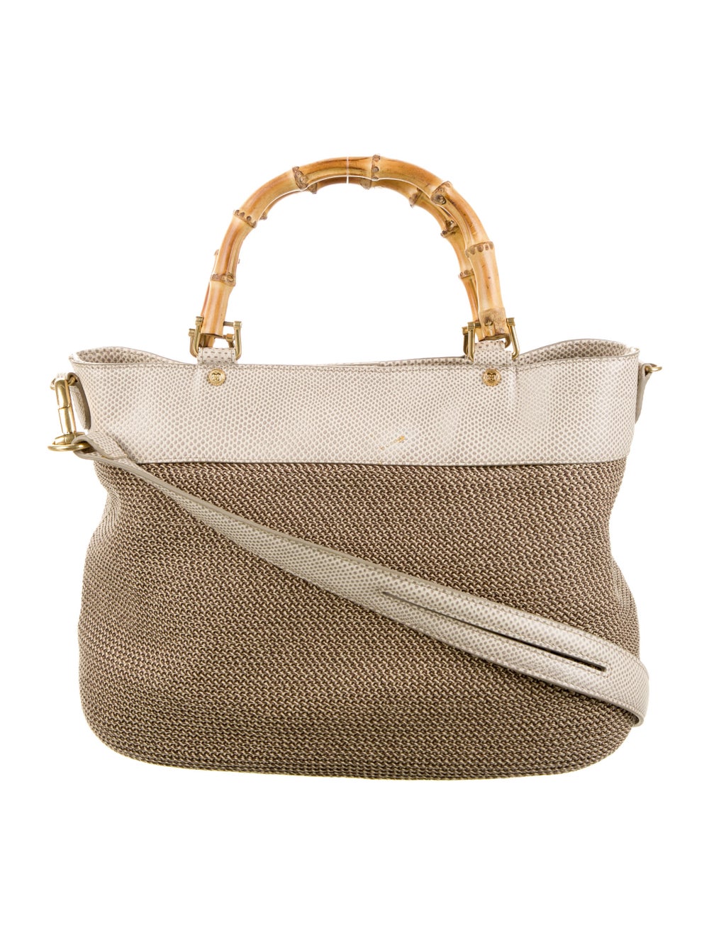 Eric Javits Raffia Leather Trimmed Handle Bag - image 1