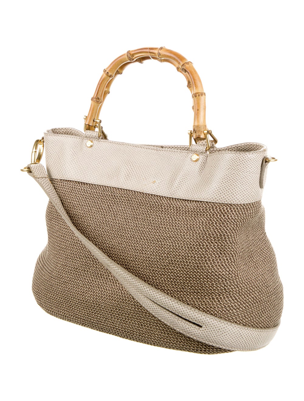 Eric Javits Raffia Leather Trimmed Handle Bag - image 3