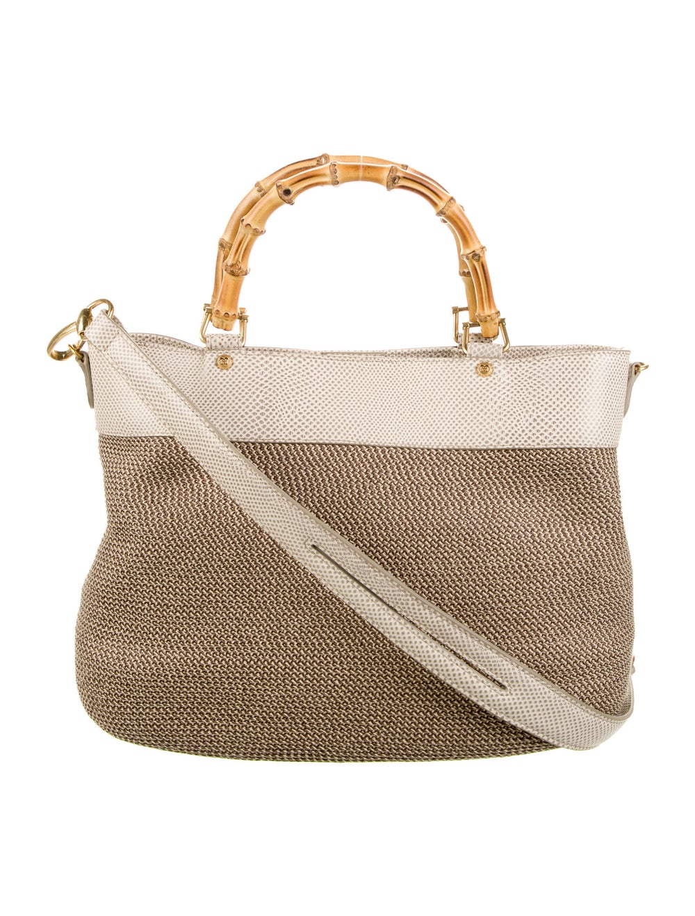 Eric Javits Raffia Leather Trimmed Handle Bag - image 4