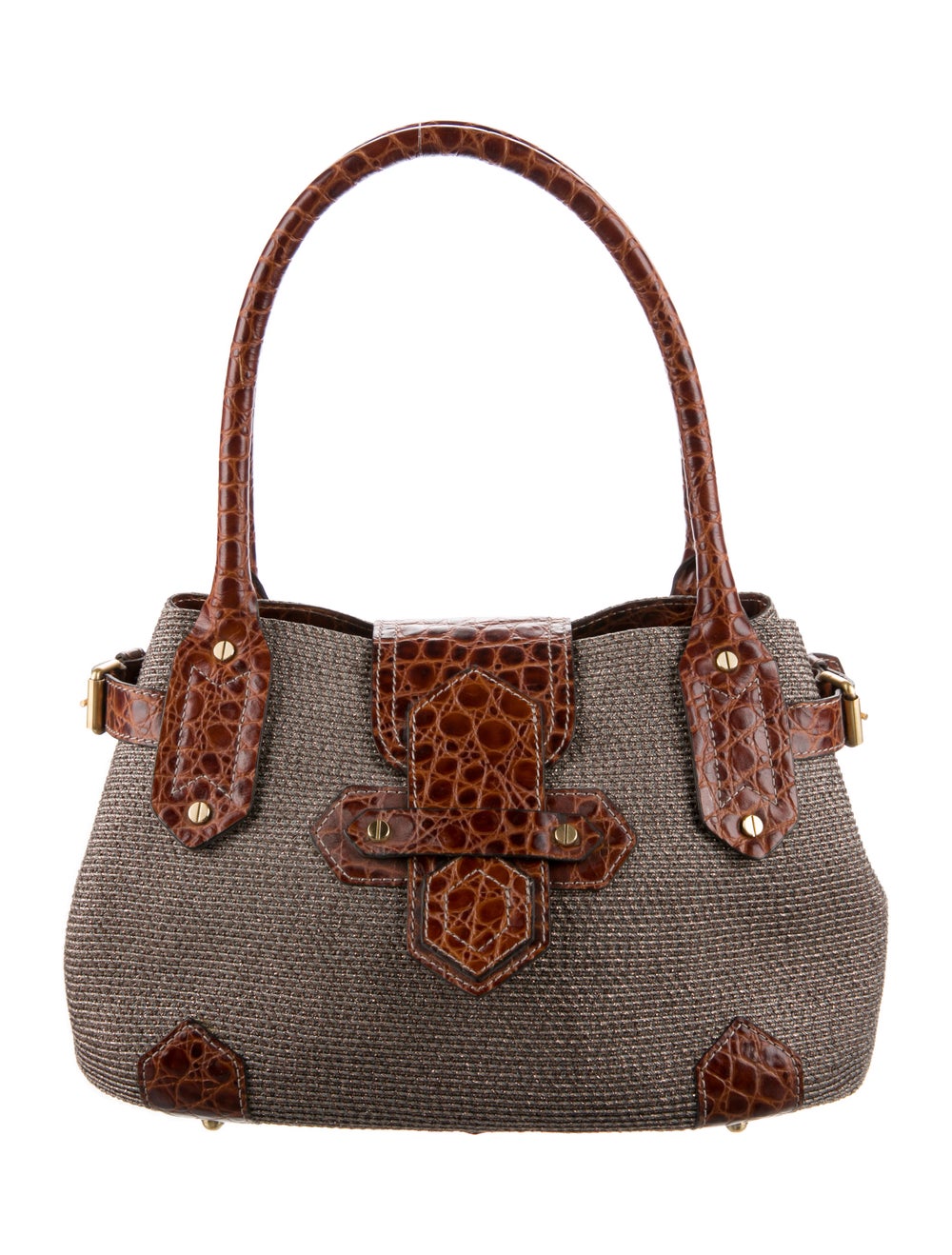 Eric Javits Embossed Leather Trim Shoulder Bag - image 1