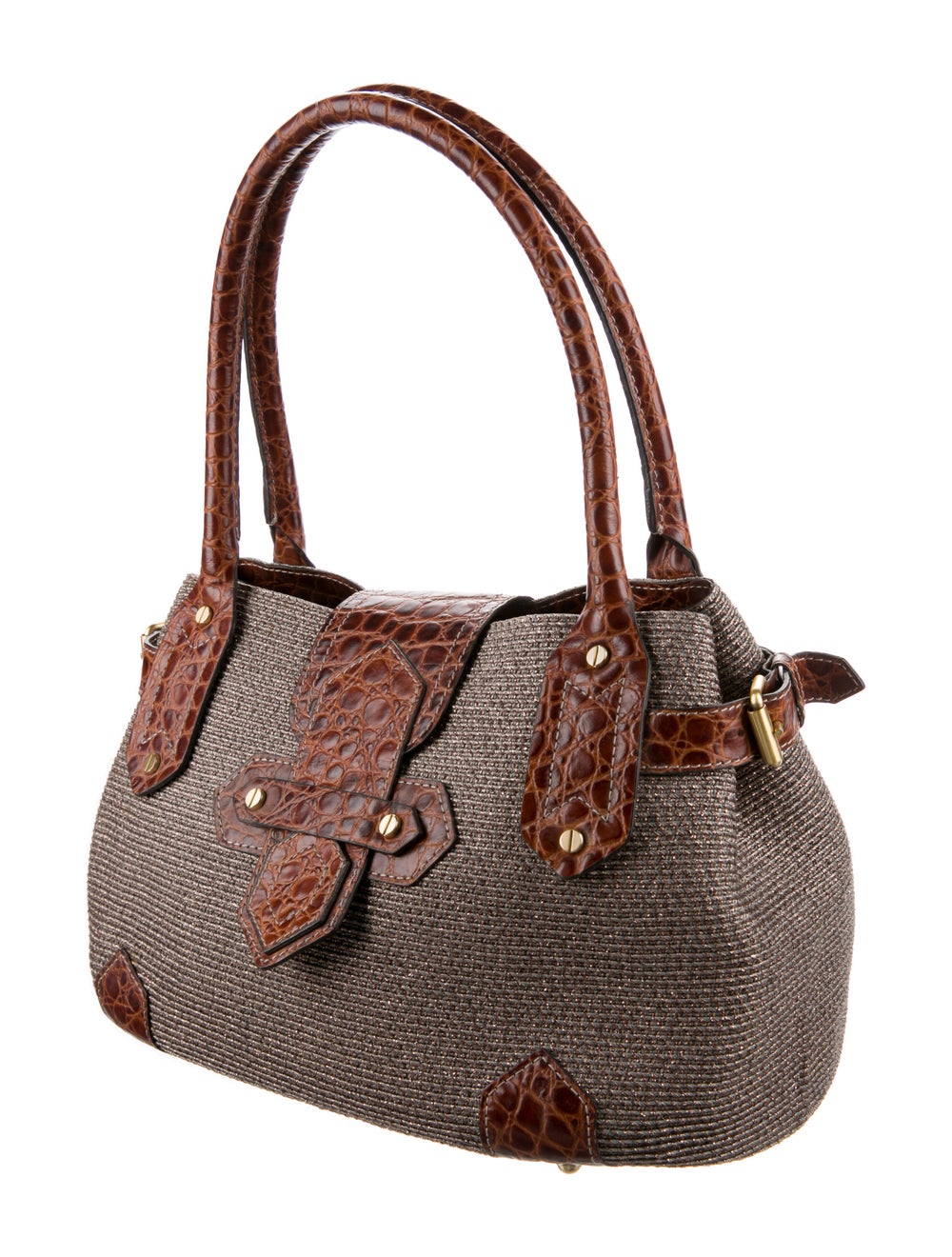 Eric Javits Embossed Leather Trim Shoulder Bag - image 3