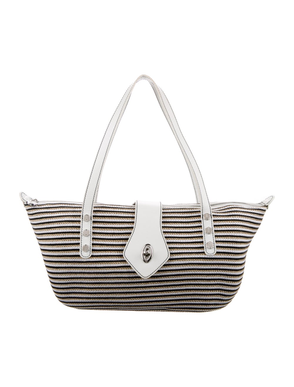 Eric Javits Leather Trim Raffia Shoulder Bag - image 1