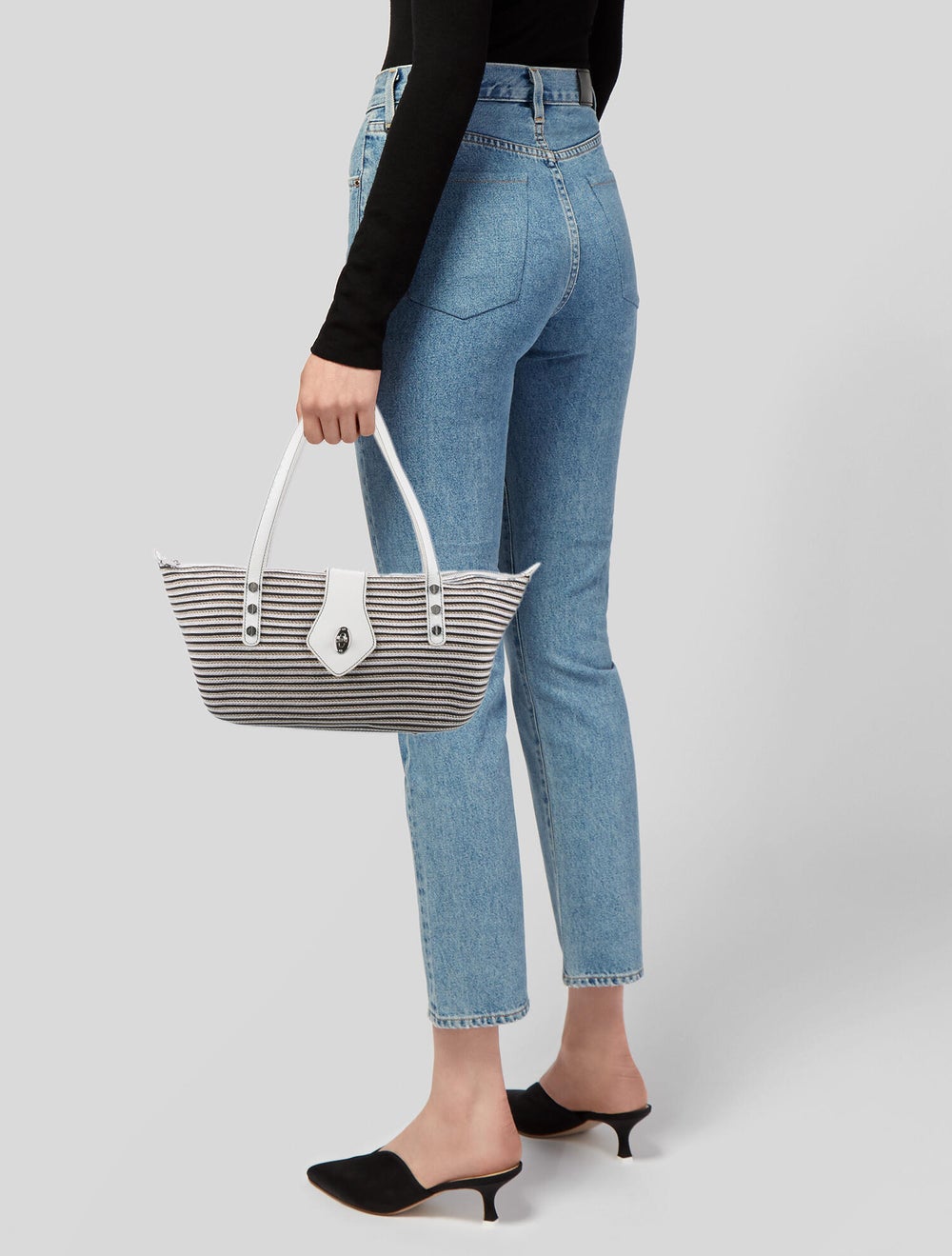 Eric Javits Leather Trim Raffia Shoulder Bag - image 2