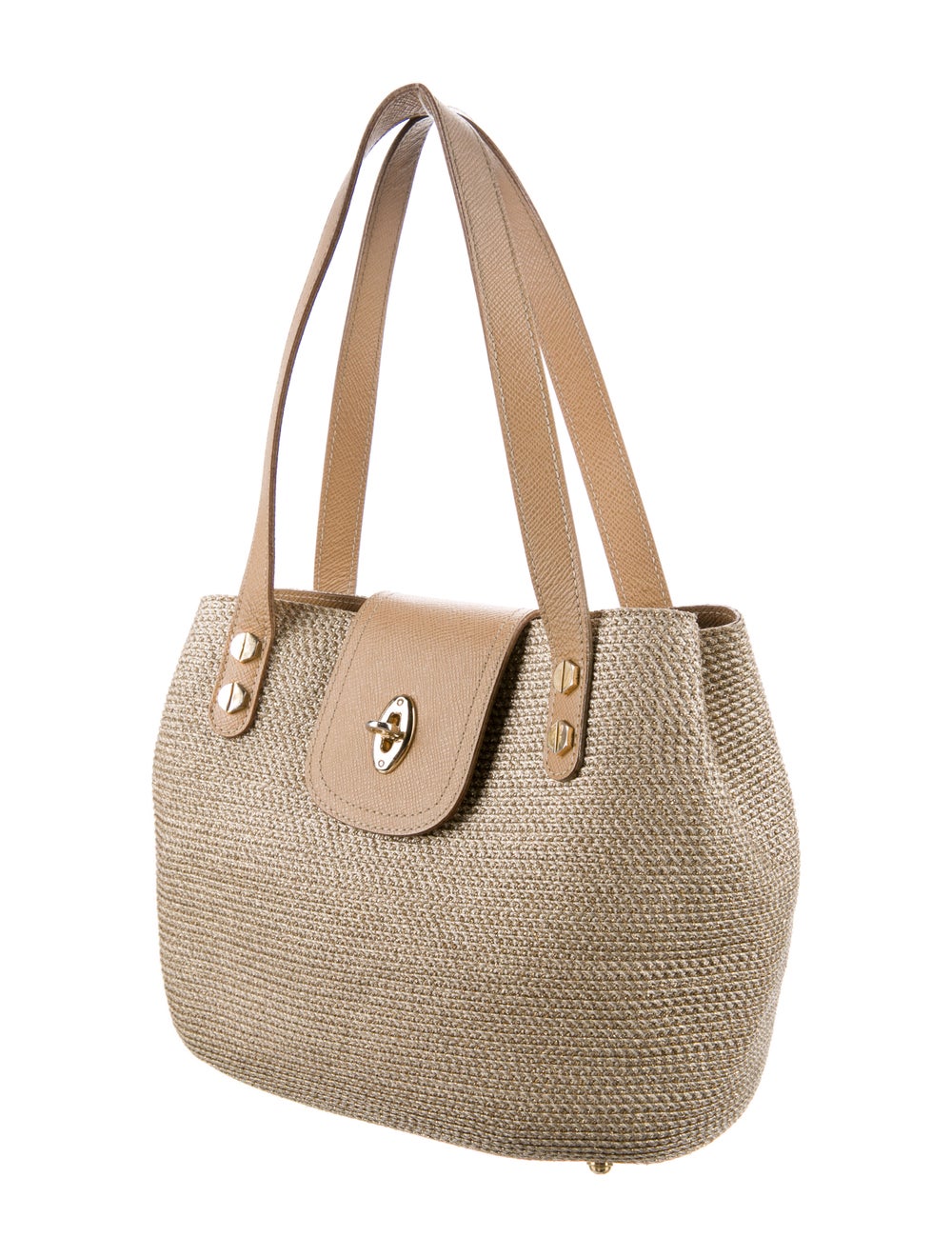 Eric Javits Leather Trim Raffia Shoulder Bag - image 3
