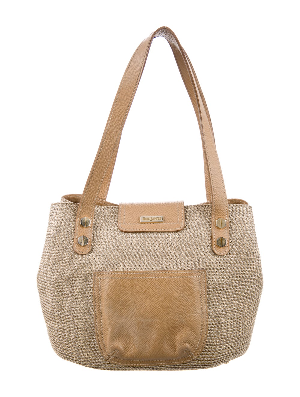 Eric Javits Leather Trim Raffia Shoulder Bag - image 4
