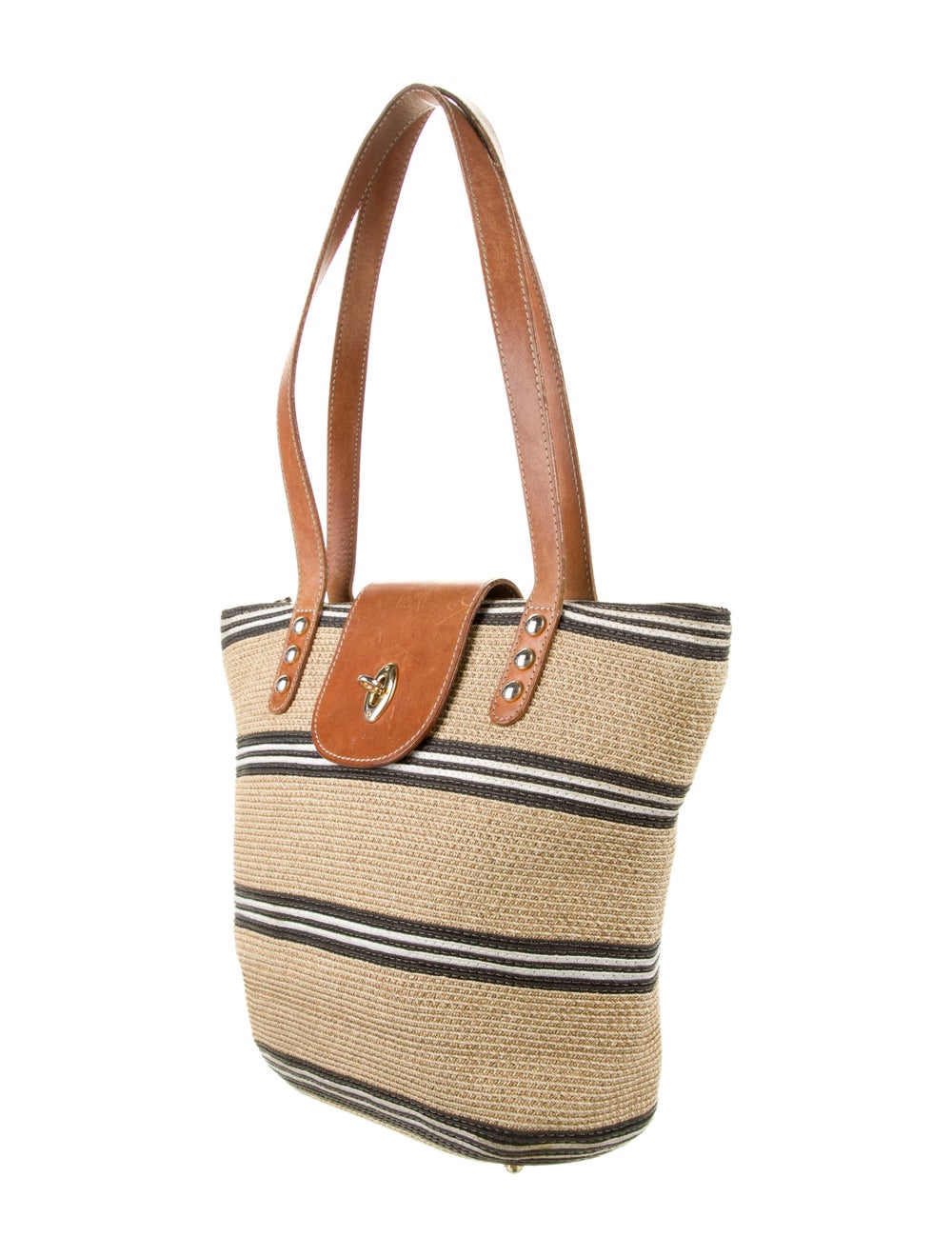 Eric Javits Leather Trimmed Straw Tote Bag - image 3
