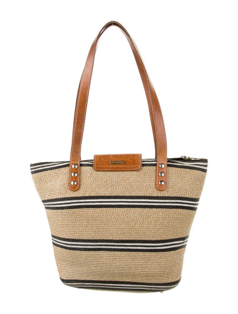 Eric Javits Leather Trimmed Straw Tote Bag - image 4