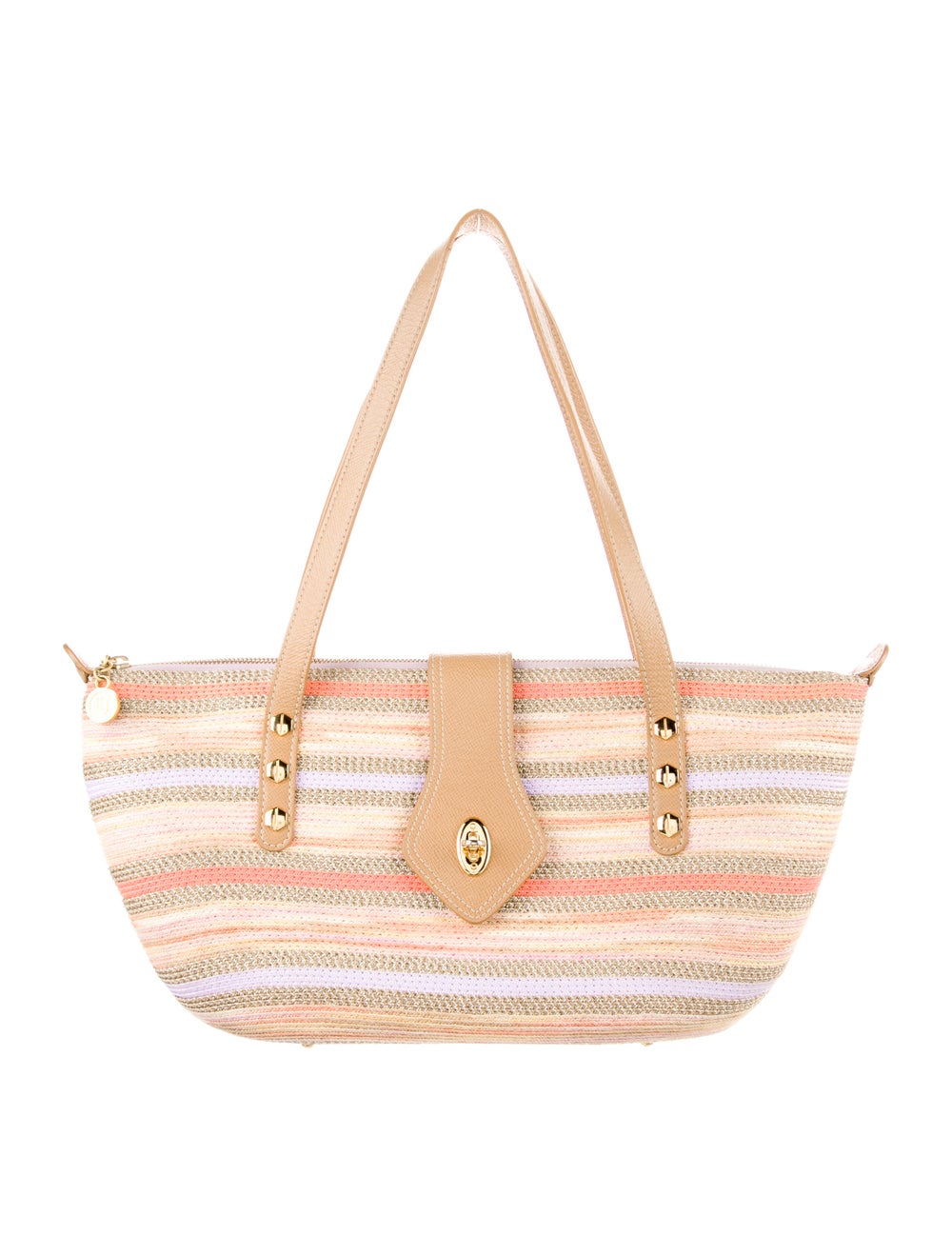 Eric Javits Leather Trim Canvas Tote Bag - image 1