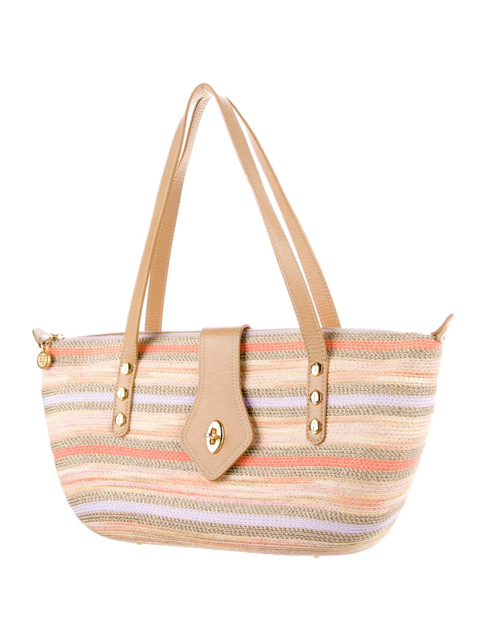 Eric Javits Leather Trim Canvas Tote Bag - image 3