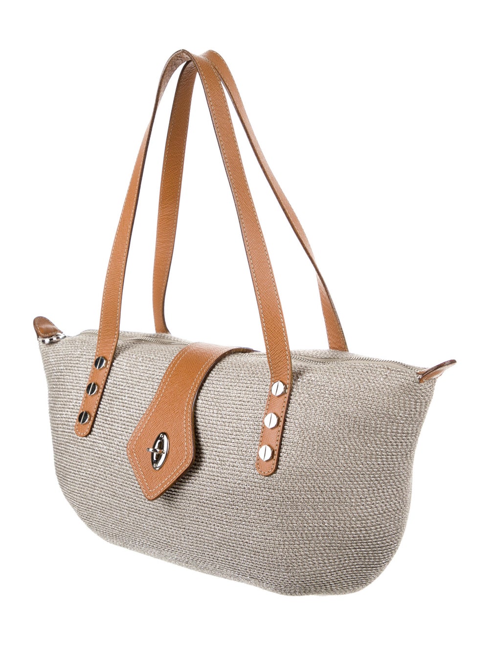 Eric Javits Leather-Trimmed Raffia Shoulder Bag - image 3